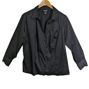 Lane Bryant Blouse Top Womens 22‎ Black Tailored Classic Professional Minimalist